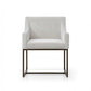 Beige and Antiqued Brass Upholstered Fabric Dining Arm Chair