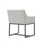 Beige and Antiqued Brass Upholstered Fabric Dining Arm Chair