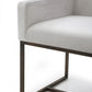 Beige and Antiqued Brass Upholstered Fabric Dining Arm Chair