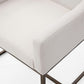 Beige and Antiqued Brass Upholstered Fabric Dining Arm Chair