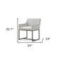 Beige and Antiqued Brass Upholstered Fabric Dining Arm Chair