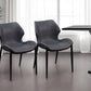 Set of Two Gray and Black Upholstered Faux Leather Wing Back Dining Side Chairs