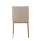 Set of Two Beige and Antiqued Brass Upholstered Fabric Wing Back Dining Side Chairs