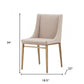 Set of Two Beige and Antiqued Brass Upholstered Fabric Wing Back Dining Side Chairs