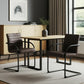 Set of Two Brown and Black Upholstered Faux Leather Dining Arm Chairs