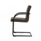 Set of Two Brown and Black Upholstered Faux Leather Dining Arm Chairs
