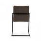 Set of Two Brown and Black Upholstered Faux Leather Dining Arm Chairs