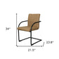 Set of Two Tan and Black Upholstered Faux Leather Dining Arm Chairs