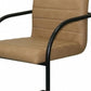 Set of Two Tan and Black Upholstered Faux Leather Dining Arm Chairs