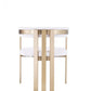 Beige and Gold Upholstered Velvet Slat Back Dining Arm Chair