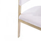 Beige and Gold Upholstered Velvet Slat Back Dining Arm Chair