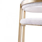 Beige and Gold Upholstered Velvet Slat Back Dining Arm Chair