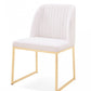 Set of Two White and Gold Upholstered Fabric Wing Back Dining Side Chairs