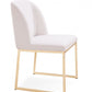 Set of Two White and Gold Upholstered Fabric Wing Back Dining Side Chairs