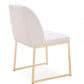 Set of Two White and Gold Upholstered Fabric Wing Back Dining Side Chairs
