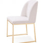 Set of Two White and Gold Upholstered Fabric Wing Back Dining Side Chairs