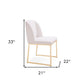 Set of Two White and Gold Upholstered Fabric Wing Back Dining Side Chairs