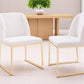 Set of Two White and Gold Upholstered Fabric Wing Back Dining Side Chairs