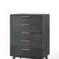 30" Grey Wash Solid Wood Five Drawer Chest