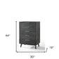 30" Grey Wash Solid Wood Five Drawer Chest