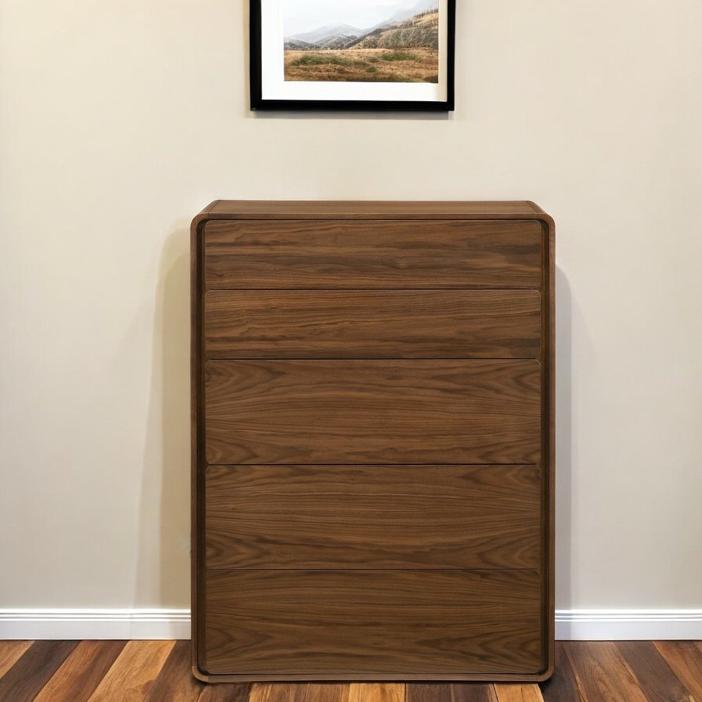 59" Walnut Solid Wood Six Drawer Double Dresser