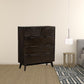 39" Dark Acacia Solid Wood Five Drawer Dresser