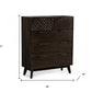 39" Dark Acacia Solid Wood Five Drawer Dresser