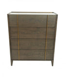 39" Dark Brown and gold Solid Wood Four Drawer Dresser