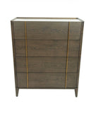 39" Dark Brown and gold Solid Wood Four Drawer Dresser