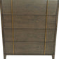 39" Dark Brown and gold Solid Wood Four Drawer Dresser