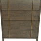 39" Dark Brown and gold Solid Wood Four Drawer Dresser