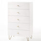 51" White Wood Six Drawer Double Dresser
