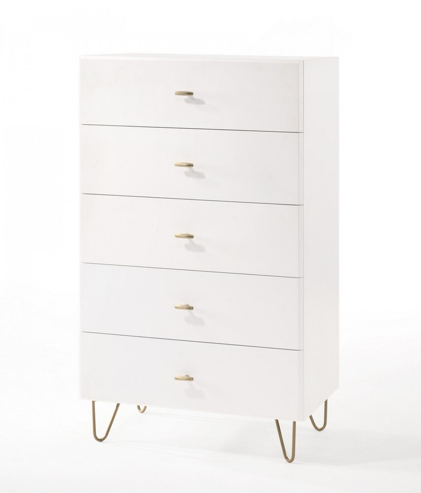51" White Wood Six Drawer Double Dresser