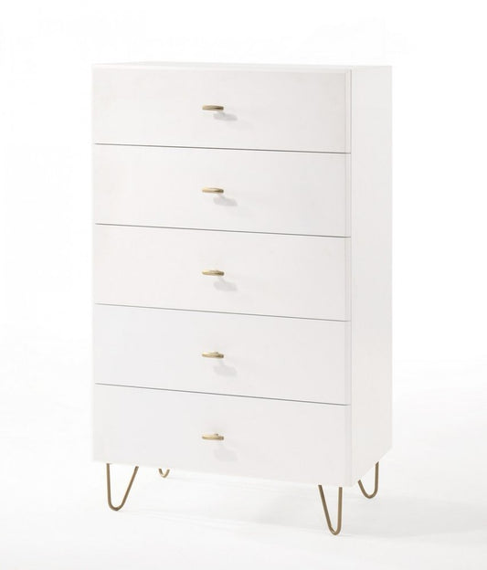 51" White Wood Six Drawer Double Dresser