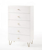 51" White Wood Six Drawer Double Dresser