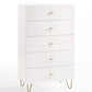 51" White Wood Six Drawer Double Dresser