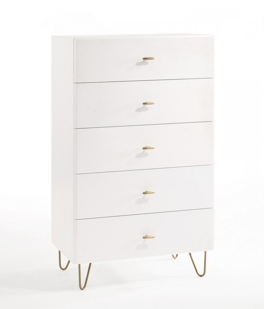 51" White Wood Six Drawer Double Dresser
