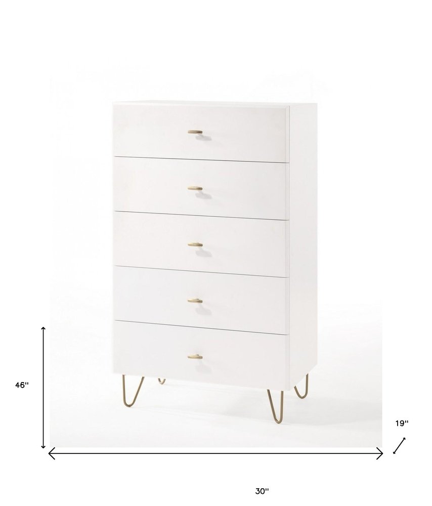 51" White Wood Six Drawer Double Dresser