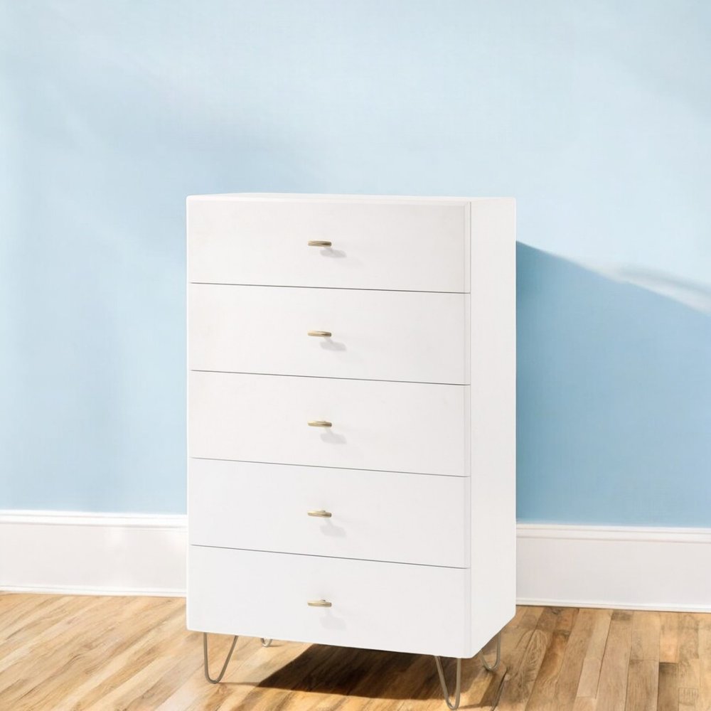 51" White Manufactured Wood Six Drawer Double Dresser