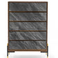 63" Walnut And Grey Faux Marble Wood Six Drawer Double Dresser