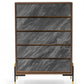 63" Walnut And Grey Faux Marble Wood Six Drawer Double Dresser