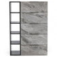 63" Grey Faux Marble and Black Wood Six Drawer Double Dresser