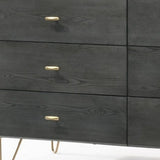 51" Gray Wood Six Drawer Double Dresser