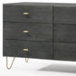 51" Gray Wood Six Drawer Double Dresser