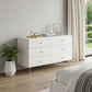 51" White Wood Six Drawer Double Dresser