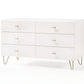 51" White Manufactured Wood Six Drawer Double Dresser
