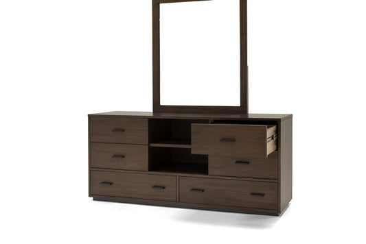 63" Dark Brown Wood Six Drawer Double Dresser