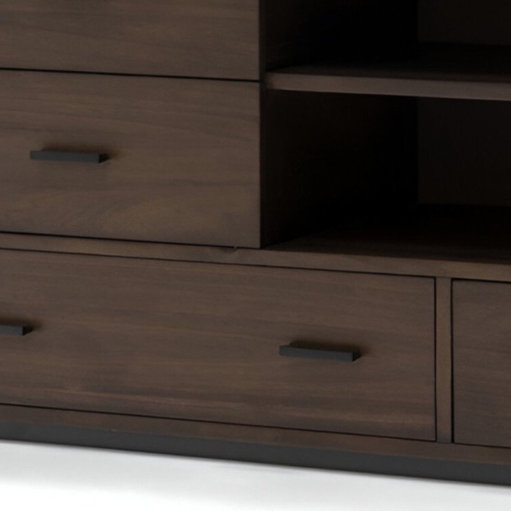 63" Dark Brown Wood Six Drawer Double Dresser