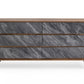 63" Walnut And Grey Faux Marble Wood Six Drawer Double Dresser