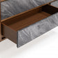 63" Walnut And Grey Faux Marble Wood Six Drawer Double Dresser